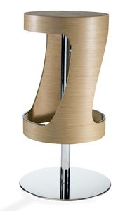 contemporary bar stool / oak / stainless steel / chromed metal