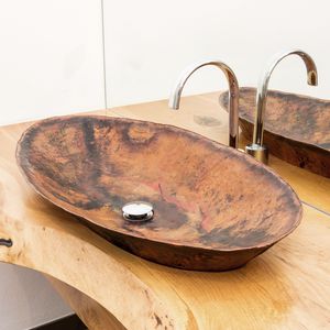 countertop washbasin / oval / copper / contemporary