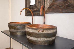 countertop hand basin / round / copper