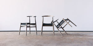 contemporary chair / wooden / plastic / rope
