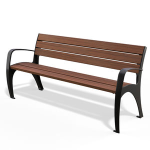 public bench / contemporary / wooden / cast iron