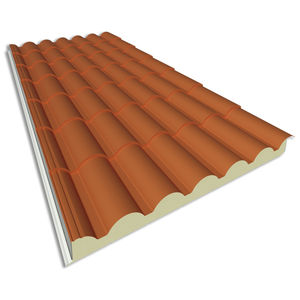 steel roofing panel / insulating / colored / roof tile look