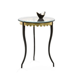 side table / traditional / glass / iron