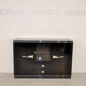 high sideboard / Art Deco / lacquered wood / Macassar ebony