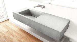 wall-mounted washbasin / rectangular / concrete / contemporary