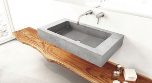 wall-mounted washbasin / rectangular / concrete / contemporary