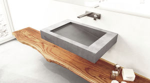 wall-mounted washbasin / rectangular / concrete / contemporary