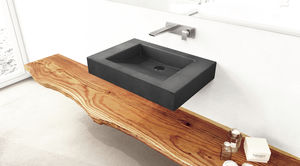 wall-mounted washbasin / rectangular / concrete / contemporary