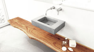 wall-mounted washbasin / rectangular / concrete / contemporary