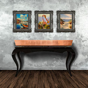 traditional sideboard table / wooden / copper / rectangular