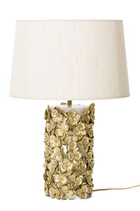 table lamp / contemporary / brass / silk