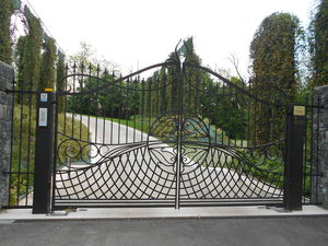 swing gates / wrought iron / with bars / residential