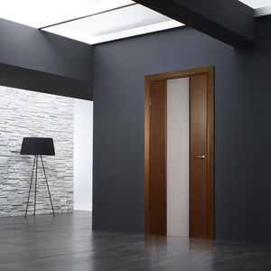 interior door / swing / solid wood / glazed