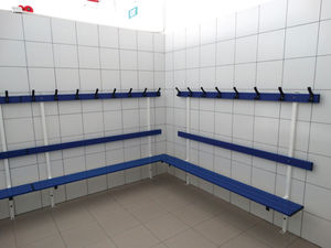 locker room bench / contemporary / steel / with backrest