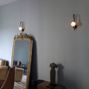 contemporary wall light / brass / steel / glass