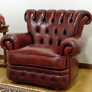 Chesterfield armchair / leather / fabric / custom