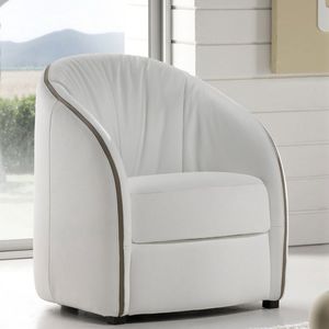 contemporary armchair / leather / fabric / custom