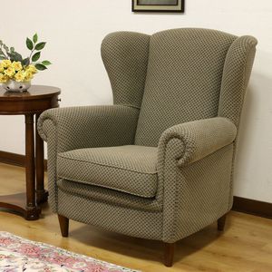 traditional armchair / leather / fabric / with removable cover