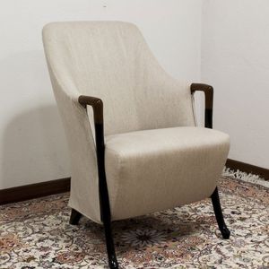 traditional armchair / fabric / high-back / ergonomic
