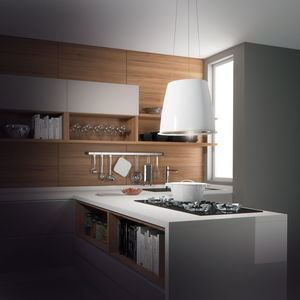 island range hood / with built-in lighting / original design