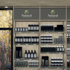 wooden display rack / panel / for shops