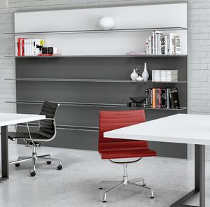 wall-mounted shelf / contemporary / aluminum / glass