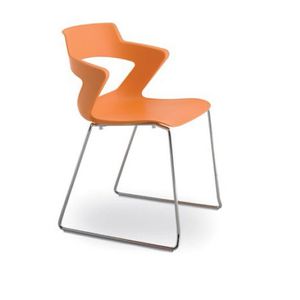 contemporary visitor chair / with armrests / fabric / steel