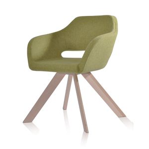 contemporary visitor chair / with armrests / upholstered / fabric