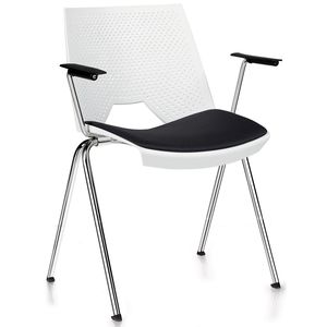 contemporary visitor chair / with armrests / steel / polypropylene