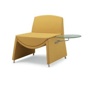 contemporary visitor armchair / fabric / leather / upholstered