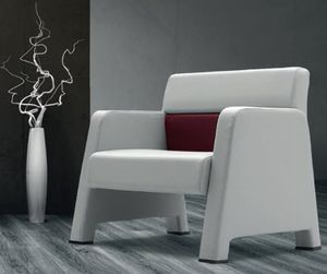 contemporary visitor armchair / fabric / leather / with armrests