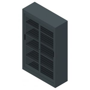 tall filing cabinet / metal / with sliding door / contemporary
