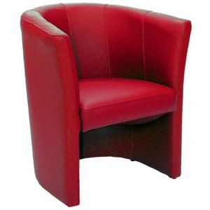 contemporary visitor armchair / leather / red