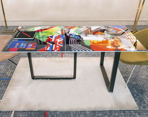original design table / glass / steel / rectangular