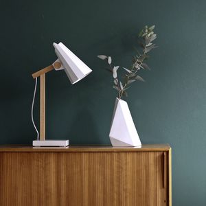table lamp / contemporary / aluminum / oak