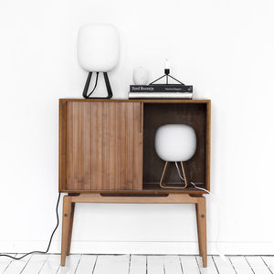 table lamp / contemporary / blown glass / oak