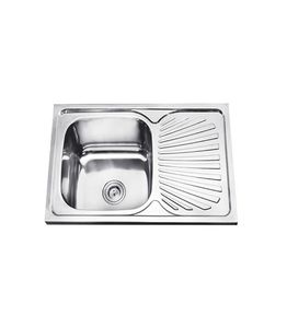 1-bowl kitchen sink / stainless steel / with drainboard