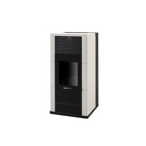 pellet heating stove / contemporary / metal / earthenware