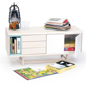 contemporary sideboard / lacquered MDF / ash / white