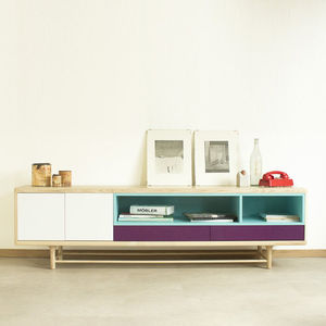 contemporary sideboard / lacquered MDF / ash / white