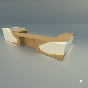 corner reception desk / modular / illuminated / wooden