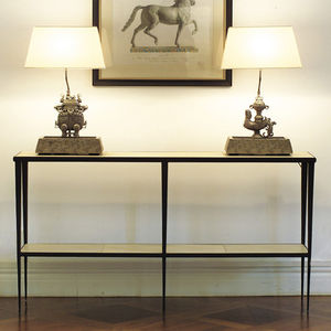 traditional sideboard table / glass / iron / copper