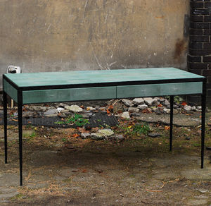 bronze desk / wrought iron / leather / shagreen