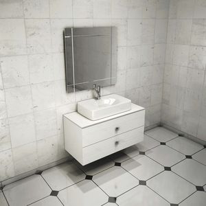 wall-hung washbasin cabinet / ceramic / glass / contemporary