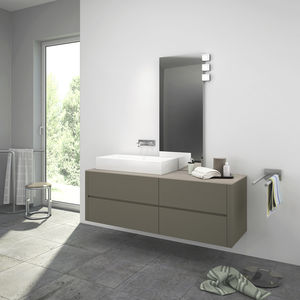 double washbasin cabinet / wall-mounted / wenge / oak