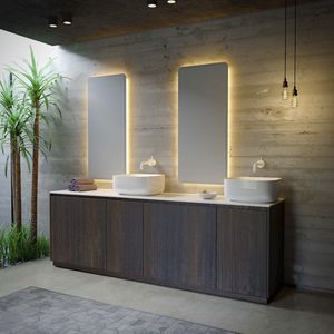 double washbasin cabinet / wall-mounted / free-standing / solid wood