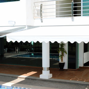 folding-arm awning / motorized / balcony / white