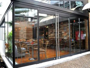 folding partition / aluminum / glass / professional