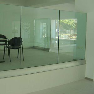 glass railing / aluminum / glass panel / indoor