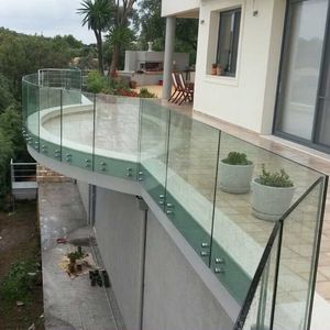 glass railing / stainless steel / glass panel / indoor